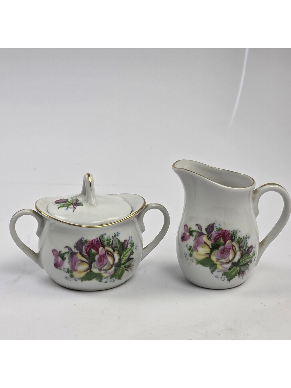 Japan Creamer and Sugar Bowl W/ Lid Vintage 1940's